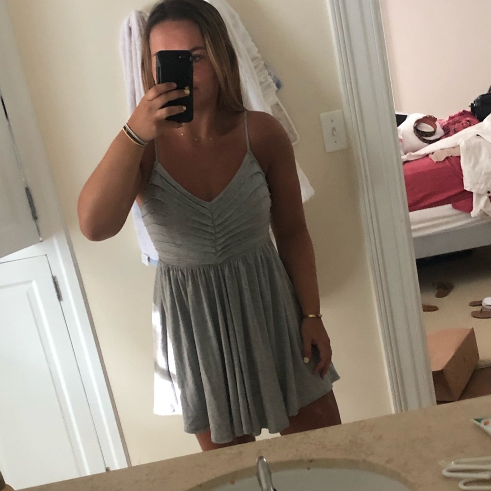 Grey Ruffle Mini Dress